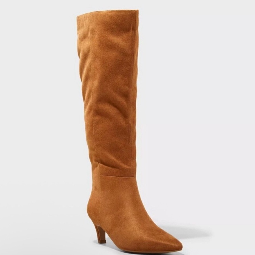 Universal Thread Women's Kendra Kitten Heel Tall Dress Boots Memory Foam Insole